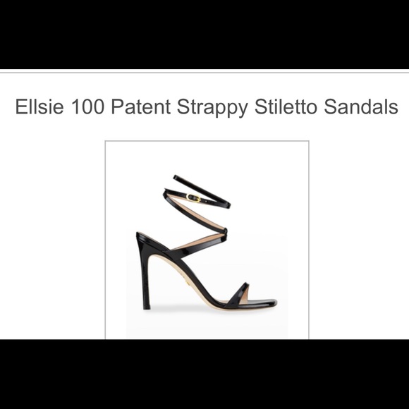 NEW Stuart Weitzman Blk PATENT Leather Sexy Sandals- Ellsie 100 Size 8 - Picture 2 of 11